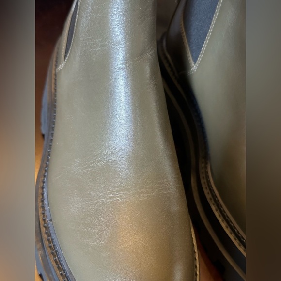 NIB Zadig & Voltaire Ride Semy Shiny Chelsea Platform Boots 38 Military Olive 7 - Picture 13 of 15